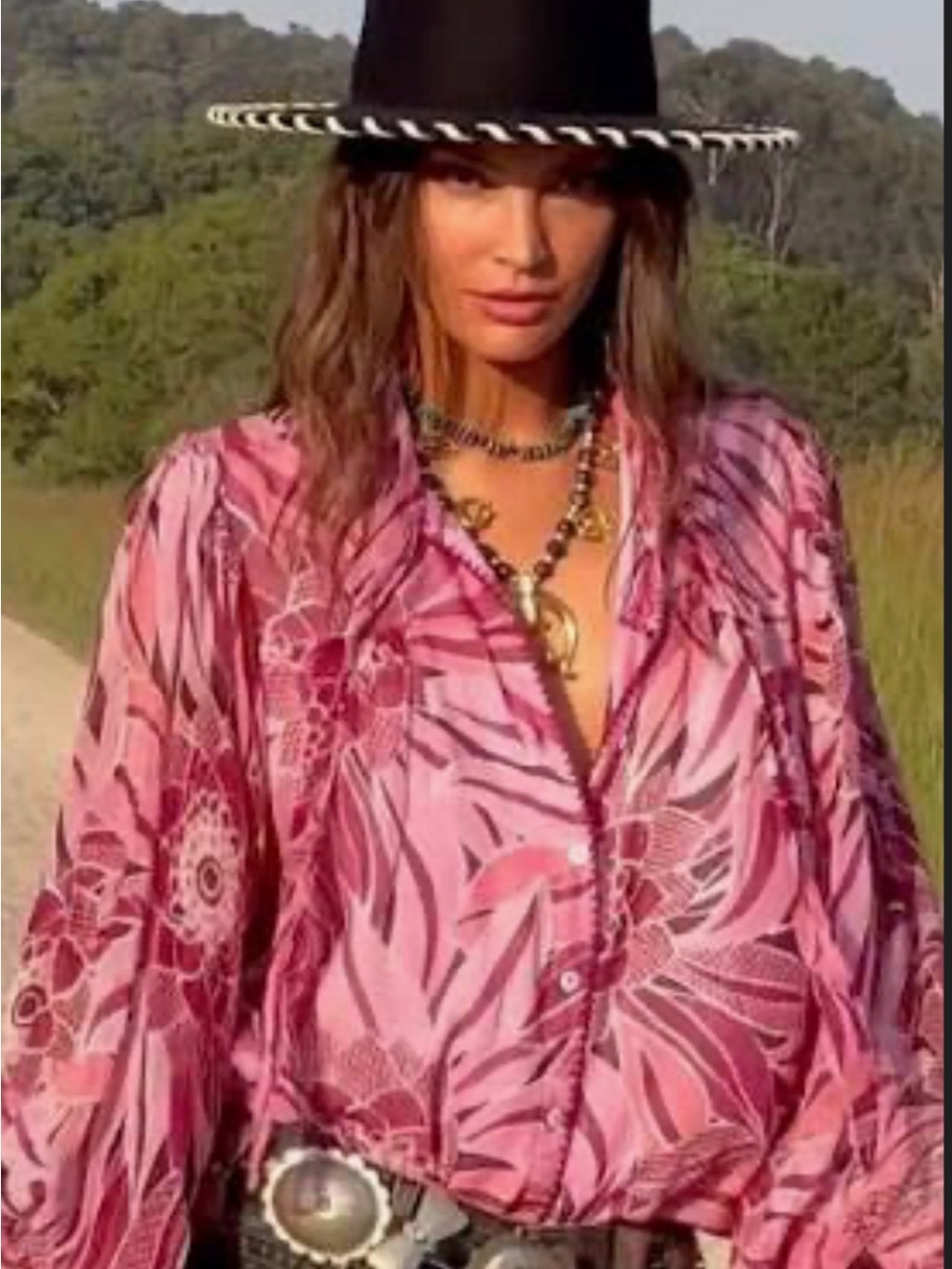 Chasing Unicorns silk blouse -Til the morning comes - Pink blouse-batik floral S